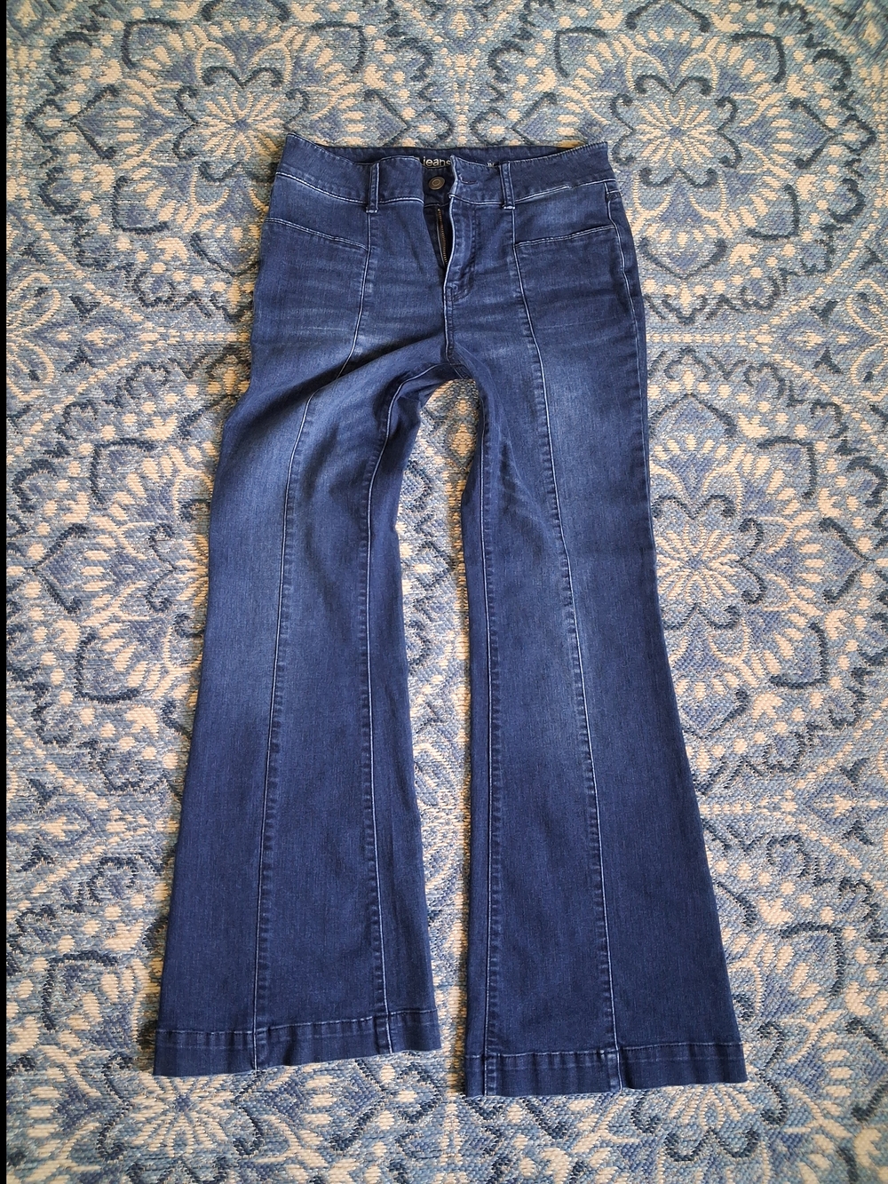 High-Rise Dark Blue Wide-Leg Jeans